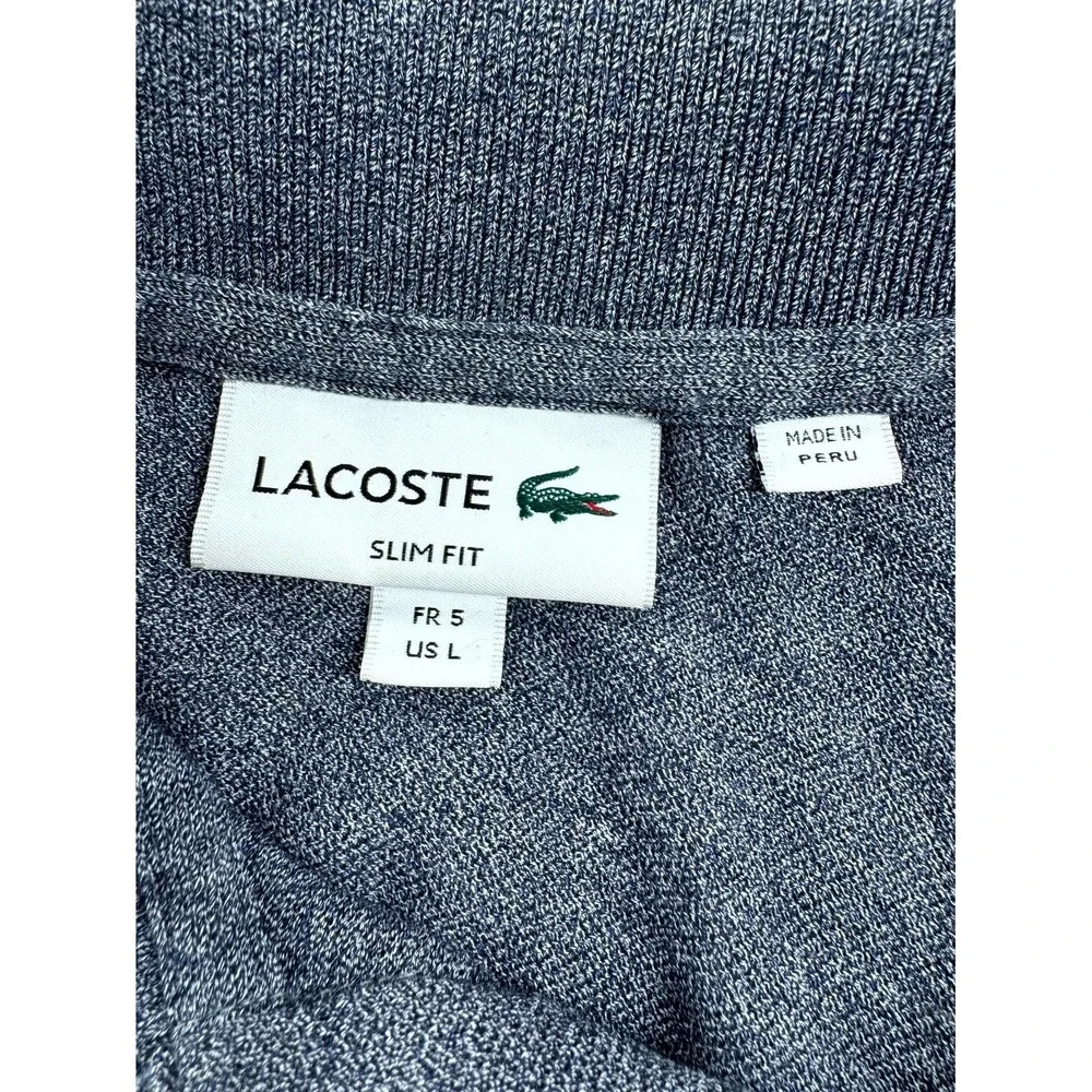 Lacoste‎ Polo Shirt Men's Large Heather Gray Short Sleeve Stretch 100% Cotton